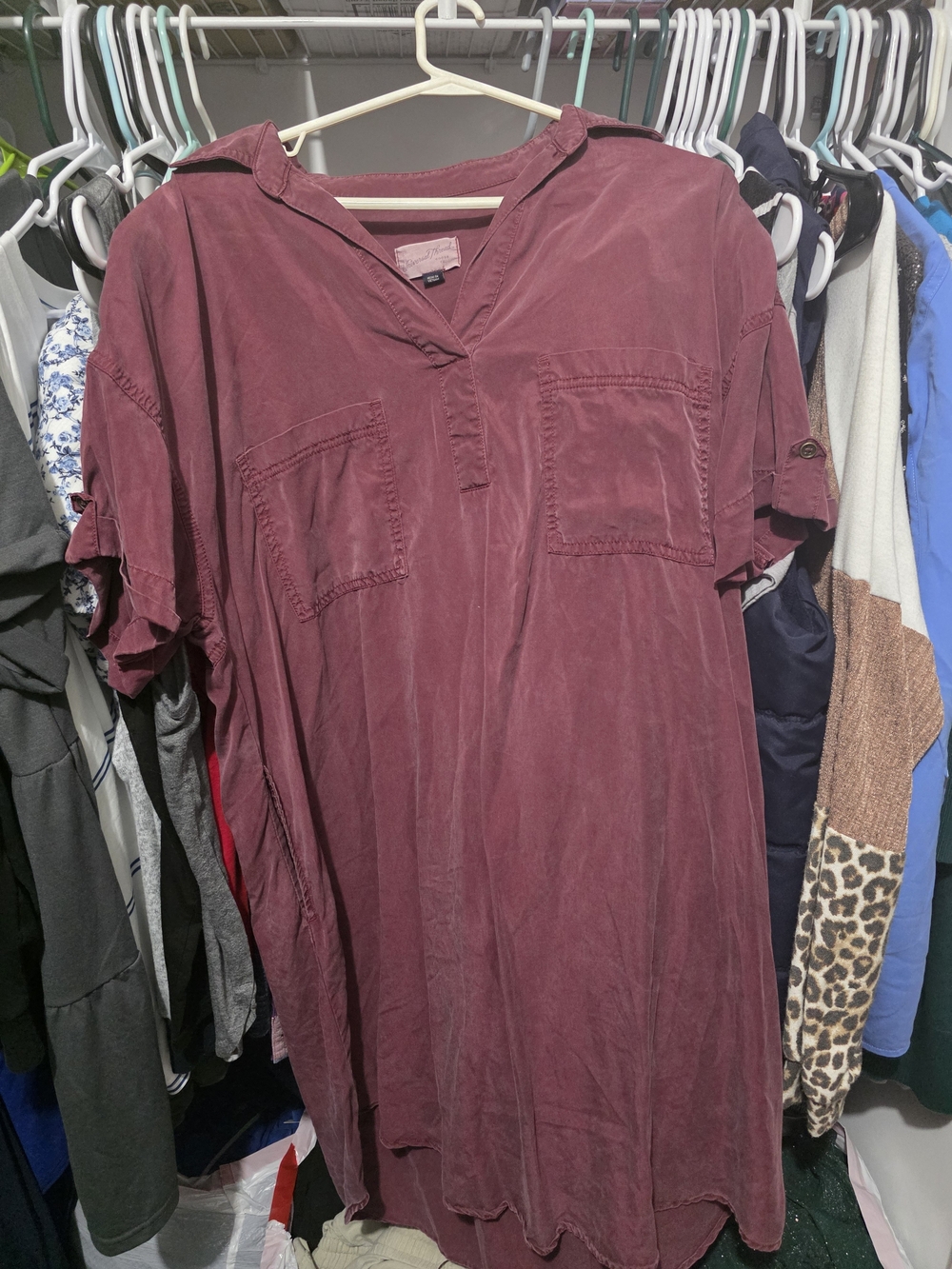 Universal Thread Washed Burgundy V-Neck Dress